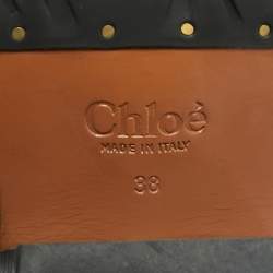 Chloe Black Leather and Fabric  Ankle Boots Size 38