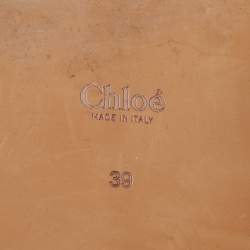 Chloe Black Canvas Logo Ribbon Woody Flat Slide Sandals Size 39