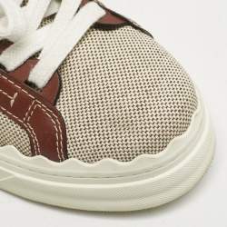 Chloe Beige/Brown Canvas and Leather Lauren Sneakers Size 37