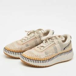 Chloe Multicolor Canvas and Suede Nama Sneakers Size 38