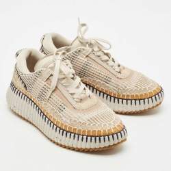 Chloe Multicolor Canvas and Suede Nama Sneakers Size 38