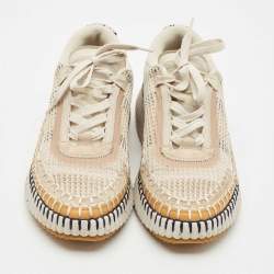 Chloe Multicolor Canvas and Suede Nama Sneakers Size 38