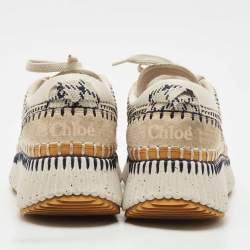Chloe Multicolor Canvas and Suede Nama Sneakers Size 38