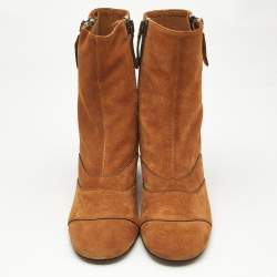 Chloe Brown Suede Lexie Ankle Boots Size 37.5