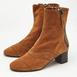 Chloe Brown Suede Lexie Ankle Boots Size 37.5