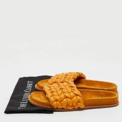 Chloé Yellow Braided Leather Kacey Flat Slide Sandals Size 39