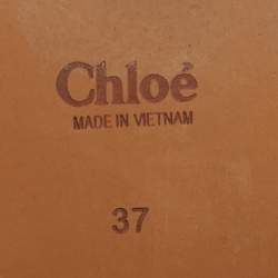 Chloe Off White Logo Print Canvas Woody Flat Slides Size 37