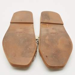 Chloe Off White Logo Print Canvas Woody Flat Slides Size 38