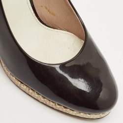 Chloe Black/Beige Patent Leather and Snakeskin Round Toe Pumps Size 36