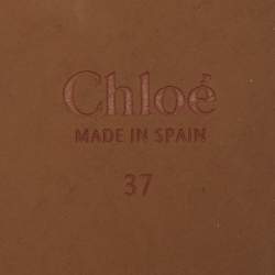 Pre Owned Chloe Cream Leather and Logo Canvas Woody Espadrille Flats Size 37