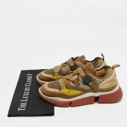 Pre Owned Chloe Tricolor Suede and Mesh Sonnie Sneakers Size 39