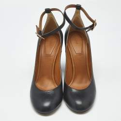 Pre Owned Chloe Black Leather Harper Block Heel Pumps Size 40