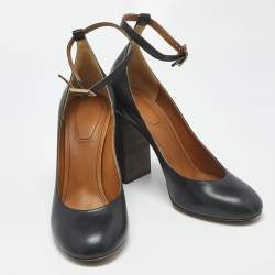 Pre Owned Chloe Black Leather Harper Block Heel Pumps Size 40