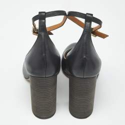 Pre Owned Chloe Black Leather Harper Block Heel Pumps Size 40