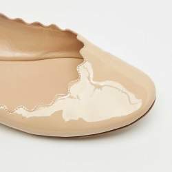 Pre Owned Chloe Beige Patent Leather Lauren Scalloped Ballet Flats Size 39