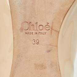 Pre Owned Chloe Beige Patent Leather Lauren Scalloped Ballet Flats Size 39