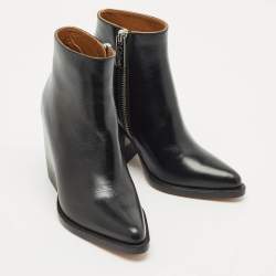 Pre Owned Chloe Black Leather Rylee Ankle Boots Size 34.5