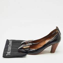 Pre Owned Chloe Black Patent Leather Buckle Detail Block Heel Pumps Size 41