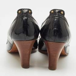 Pre Owned Chloe Black Patent Leather Buckle Detail Block Heel Pumps Size 41