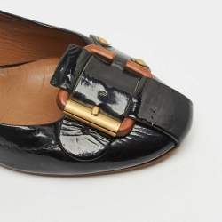 Pre Owned Chloe Black Patent Leather Buckle Detail Block Heel Pumps Size 41