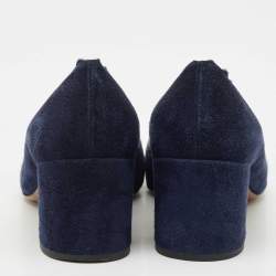 Pre Owned Chloe Navy Blue Scalloped Suede Lauren Pumps Size 38.5