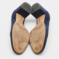 Pre Owned Chloe Navy Blue Scalloped Suede Lauren Pumps Size 38.5
