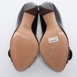 Pre Owned Chloe Black Patent Leather Buckle Peep Toe Pumps Size 36