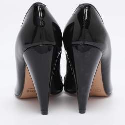 Pre Owned Chloe Black Patent Leather Buckle Peep Toe Pumps Size 36