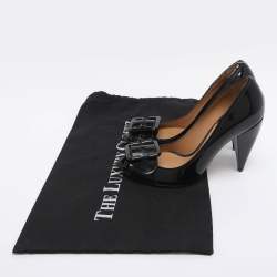 Pre Owned Chloe Black Patent Leather Buckle Peep Toe Pumps Size 36