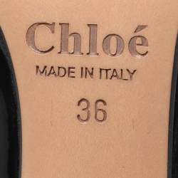 Pre Owned Chloe Black Patent Leather Buckle Peep Toe Pumps Size 36