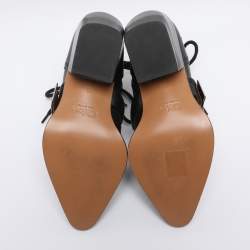 Pre Owned Chloe Black Leather Lace Up Booties Size 35