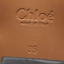 Pre Owned Chloe Black Leather Lace Up Booties Size 35