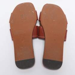Pre Owned Chloe Brown Leather Slide Sandals Size 35