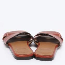 Pre Owned Chloe Brown Leather Slide Sandals Size 35