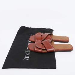 Pre Owned Chloe Brown Leather Slide Sandals Size 35