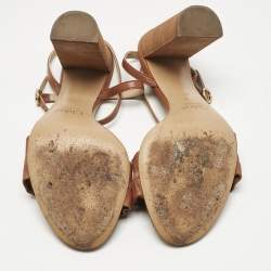 Pre Owned Chloe Brown Leather Delight Ankle Strap Sandals Size 39
