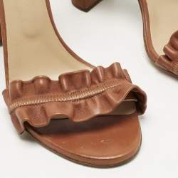 Pre Owned Chloe Brown Leather Delight Ankle Strap Sandals Size 39