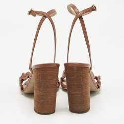 Pre Owned Chloe Brown Leather Delight Ankle Strap Sandals Size 39