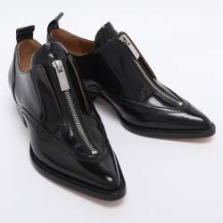 Pre Owned Chloé Black Patent Leather Rylee Zip Up Derby Size 35.5