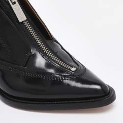 Pre Owned Chloé Black Patent Leather Rylee Zip Up Derby Size 35.5