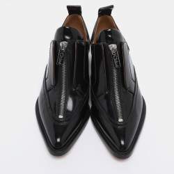 Pre Owned Chloé Black Patent Leather Rylee Zip Up Derby Size 35.5