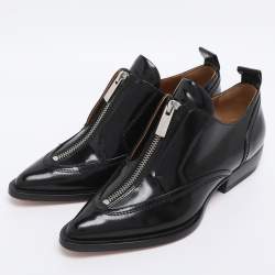 Pre Owned Chloé Black Patent Leather Rylee Zip Up Derby Size 35.5