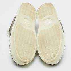 Pre Owned Chloé Dark Grey Leather Lauren Lace Up Low Top Sneakers Size 39