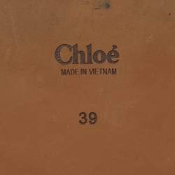 Pre Owned Chloe Cream Canvas Woody Slide Sandals Size 39