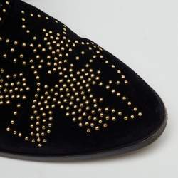 Pre Owned Chloe Black Velvet Susanna Studded Ankle Length Boots Size 37