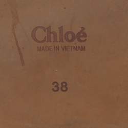 Pre Owned Chloé Off White Canvas Logo Ribbon Woody Flat Slide Sandals Size 38