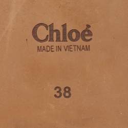 Pre Owned Chloé Purple Canvas Logo Woody Flat Slide Sandals Size 38