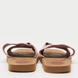 Pre Owned Chloé Purple Canvas Logo Woody Flat Slide Sandals Size 38