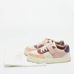 Pre Owned Chloe Multicolor Leather and Suede Lauren Lace Up Sneakers Size 40