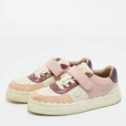 Pre Owned Chloe Multicolor Leather and Suede Lauren Lace Up Sneakers Size 40